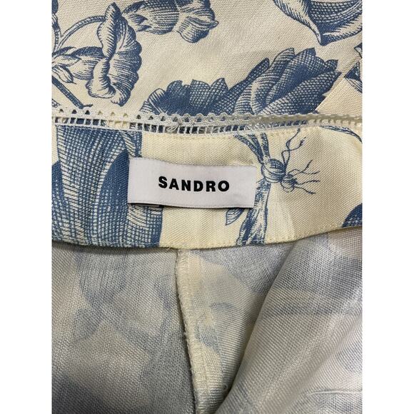 Sandro 'Joseph' Blue Viscose Flared Leg Pants Size 4 - Picture 4 of 5